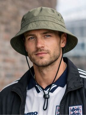 Olive Green Bungee Bucket Hat S/M Blokecore Hiking Fishing Travel Golf Unisex